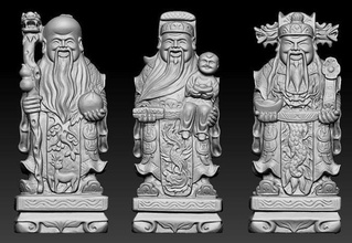 fu lu shou sculpture statue religion calcul symbole cnc impression science 3d print model - Mito3D