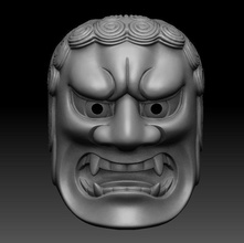 fudo noh mask kitsune japanese toy god oni devils ogre troll folklore tengu art scans replicas 3d print model - Mito3D