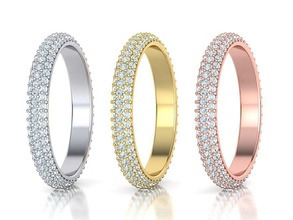 eternity 3 row diamond band ring fashion jewelry printable rings usa uk europe united cad canada mexico belguim 3row arrows 3d print model - Mito3D