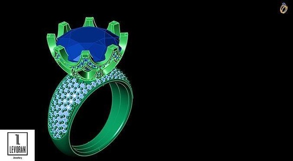 full pave engagement ring 3d print file stl design jewelry making model printed printing printable artistic ready jewelcad rings 3d print model - Mito3D