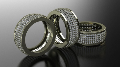 full ring jewelry diamond printable casting gem silver gold rings 3d print model - Mito3D