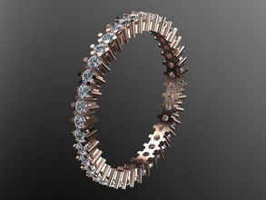 passeio completo anel de diamante jóias um luxo a moda printable arte forma prata anéis 3d print model - Mito3D