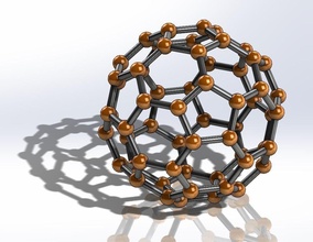 fullerene c60 d 200 mm icosaedrona dodecaedro platônico poliedro futebol molécula átomo hexágono hexagonal geométrico truncado ciência astronomia física 3d print model - Mito3D