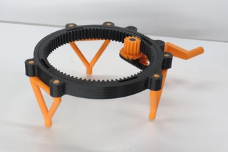 fully 3d-printable turntable 3d scanner bearing bevel gear print in place mechanical mechanism gears spur turntablescanner toy crank hand printable mechanics parts hobby diy 3d print model - Mito3D