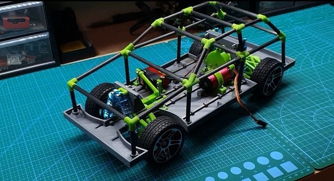 tamamen 3d basılı rc rccar araba uzaktan kumanda otomotiv Rchobby kendin yap hobi Ölçekli kontrol 3D print model - Mito3D