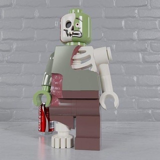 completamente articulado Lego zombi maxifig minifig minifigura maxifigura sesos Arte esculturas 3d print model - Mito3D