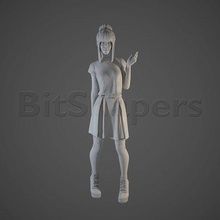 fumiko - character series woman japanese japan large goth gothic skirt girl asian statue bun games toys 3d print model - Mito3D