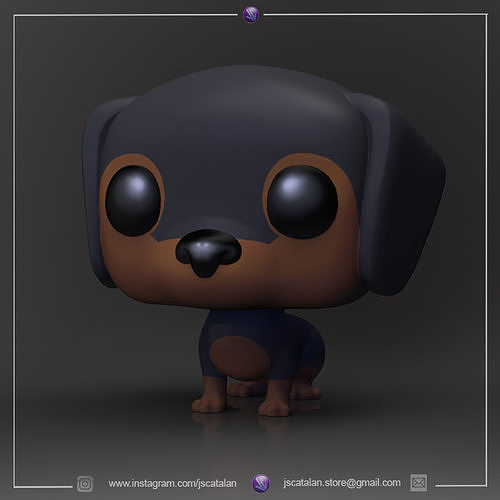 funko pop cão v1 funkodog funkopets animal dachshund linguiça admirador arte perro gato funkocat jogos brinquedos 3D print model - Mito3D