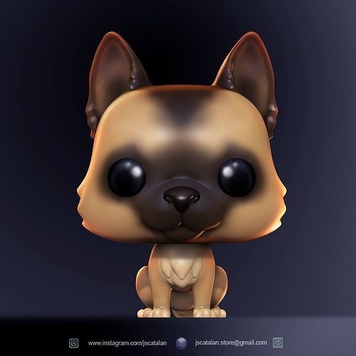 funko pop hund v3 germanshepherd deutscher schäferhund maskottchen haustier perro gato katze funkocat spiele spielzeuge 3D print model - Mito3D