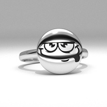 funny face anello con castone 3d stampabile pezzo di moda gioielli emoji modello classico ragazzi gioiello diamante gemma casual divertente bellissimo usa fidanzamento anniversario sorriso anelli 3d print model - Mito3D