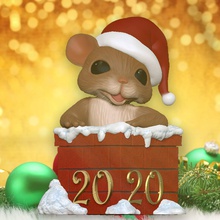 funny mouse christmas statue sculpture fun art newyear2020 newyear 2020 rat winter figure toy 3d print model - Mito3D