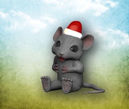funny mouse christmas hat toy fun souvenir art figurine figure rat cartoon 3dprint games toys happynewyear 3d print model - Mito3D