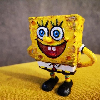 funny sponge bob - keychain pendant keyring movie series square spongebob pants animate art sculptures 3d print model - Mito3D