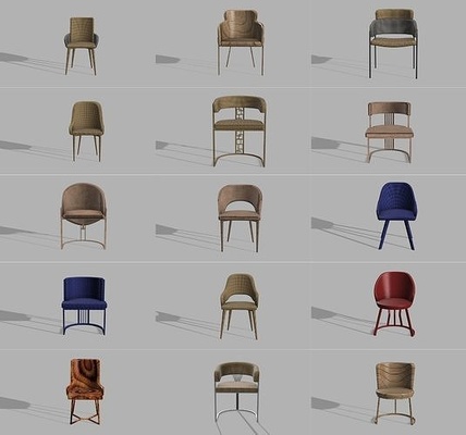 furniture chair collection - 15 pieces stl obj fbx interior armchair modern seat design room wood table sofa living seating multipieces house multi piece furnitur 3d print model - Mito3D