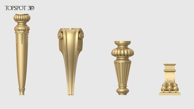 furniture legs set carving acanthus leaf renaissance baroque onlay interior design collection finishes cnc classic rococo decoration 3dprint highpoly antique house 3d print model - Mito3D