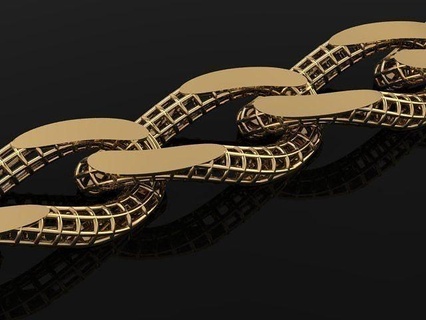 fusion cubain chaîne cubanchain Collier bracelet or légère modèle maillon cubanlink conception bijoux 3d print model - Mito3D