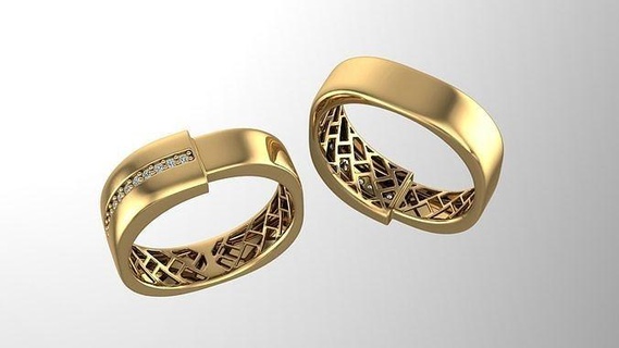 fusion fashion ring gold silver jewelry printable design rings women modern grid mold jewellery 3d print model - Mito3D