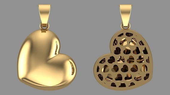 fusion heart pendant jewelry gold silver printable design jewellery wedding engagement gem necklaces 3d print model - Mito3D