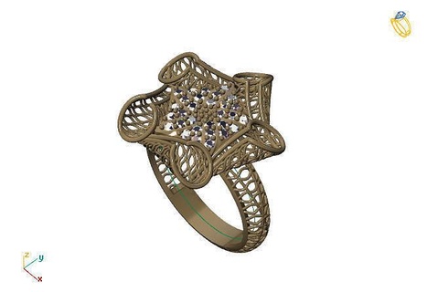 fusion ring group 3dm model 100 gold jewelry design silver printable modern fashion grid flower beauty art sterling gift shining illustration women render rings 3d print model - Mito3D