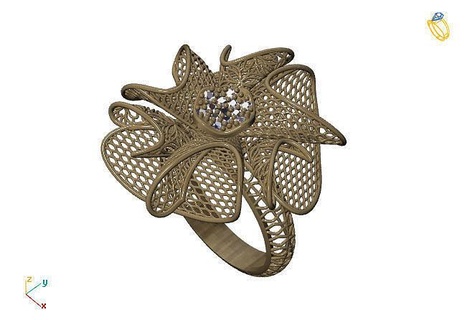 fusión anillo grupo 3dm modelo 12 oro joyería joya diseño plata imprimible moderno Moda cuadrícula flor belleza Arte libra esterlina regalo brillante ilustración mujer anillos 3d print model - Mito3D