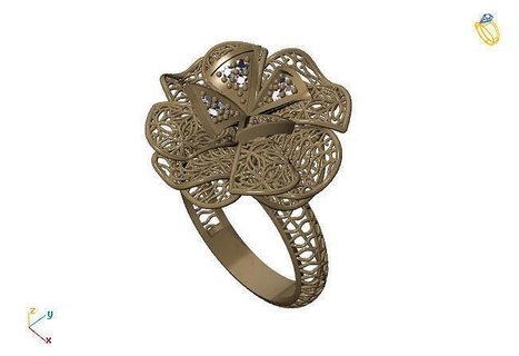 fusion ring group 3dm model 14 gold jewelry design silver printable modern fashion grid flower beauty art sterling gift shining illustration women render rings 3d print model - Mito3D
