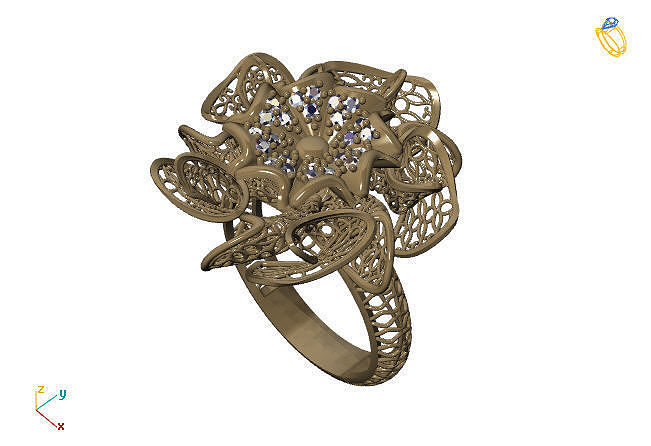 fusion ring group 3dm model 15 gold jewelry design silver printable modern fashion grid flower beauty art sterling gift shining illustration women render rings 3D print model - Mito3D