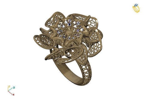 fusión anillo grupo 3dm modelo 15 oro joyería joya diseño plata imprimible moderno Moda cuadrícula flor belleza Arte libra esterlina regalo brillante ilustración mujer anillos 3d print model - Mito3D