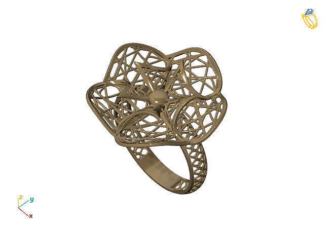 fusion ring group 3dm model 16 gold jewelry design silver printable modern fashion grid flower beauty art sterling gift shining illustration women render rings 3D print model - Mito3D