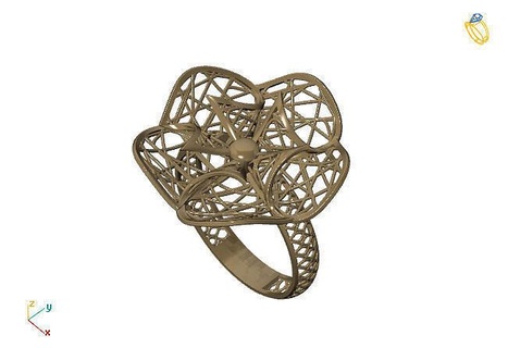 fusão anel 3dm modelo 16 ouro joalheria projeto prata imprimível moderno moda rede flor beleza arte esterlina presente brilhando ilustração mulheres render argolas 3d print model - Mito3D