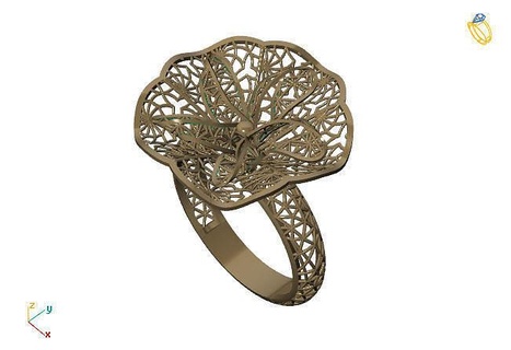 fusión anillo grupo 3dm modelo 18 joyería joya diseño plata imprimible moderno Moda cuadrícula flor belleza Arte libra esterlina regalo brillante ilustración mujer anillos oro 3d print model - Mito3D