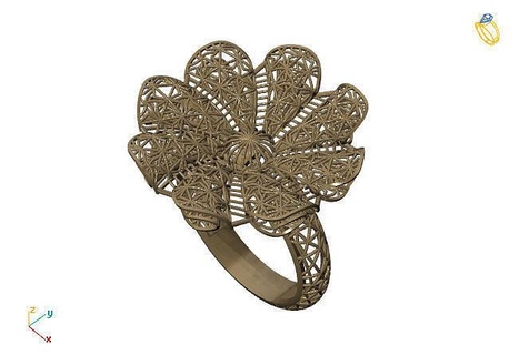 fusão anel 3dm modelo 22 ouro joalheria projeto imprimível moderno moda rede flor beleza arte esterlina presente brilhando ilustração mulheres render argolas prata 3d print model - Mito3D