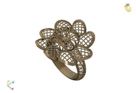 fusion ring group 3dm model 24 gold jewelry design silver printable modern fashion grid flower beauty art sterling gift shining illustration women render rings 3d print model - Mito3D
