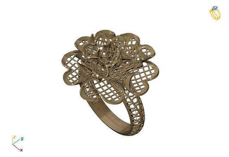 fusion ring group 3dm model 28 gold jewelry design silver printable modern fashion grid flower beauty art sterling gift shining illustration women render rings 3d print model - Mito3D