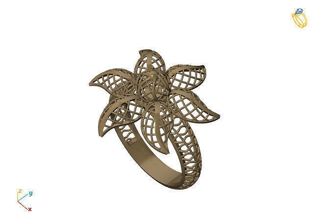 fusión anillo grupo 3dm modelo 32 diseño imprimible moderno Moda cuadrícula flor belleza Arte libra esterlina regalo brillante ilustración anillos oro joyería joya plata mujer 3D print model - Mito3D