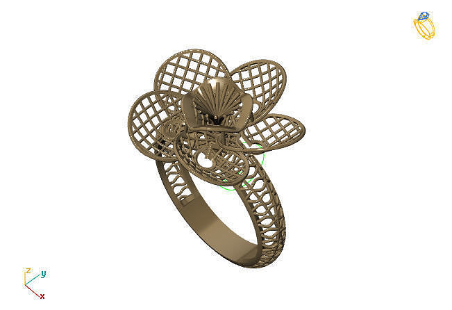 fusion bague groupe 3dm modèle 34 diamant or bijoux conception argent imprimable moderne mode grille fleur beauté art sterling cadeau brillant illustration femmes rendre anneaux 3D print model - Mito3D