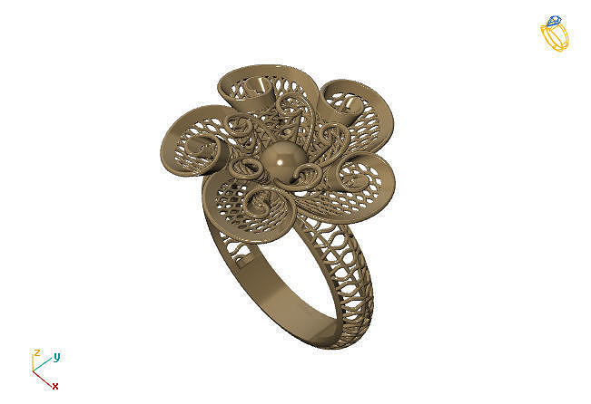 fusion bague groupe 3dm modèle 38 conception imprimable moderne mode grille fleur beauté art sterling cadeau brillant illustration rendre anneaux or bijoux argent femmes 3D print model - Mito3D