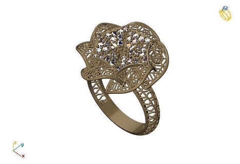 fusion ring group 3dm model 3 gold jewelry design silver printable modern fashion grid flower beauty art sterling gift shining illustration women render rings 3d print model - Mito3D