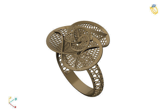 fusión anillo grupo 3dm modelo 42 joyería joya diseño plata imprimible moderno Moda cuadrícula flor belleza Arte libra esterlina regalo brillante ilustración mujer anillos oro 3D print model - Mito3D