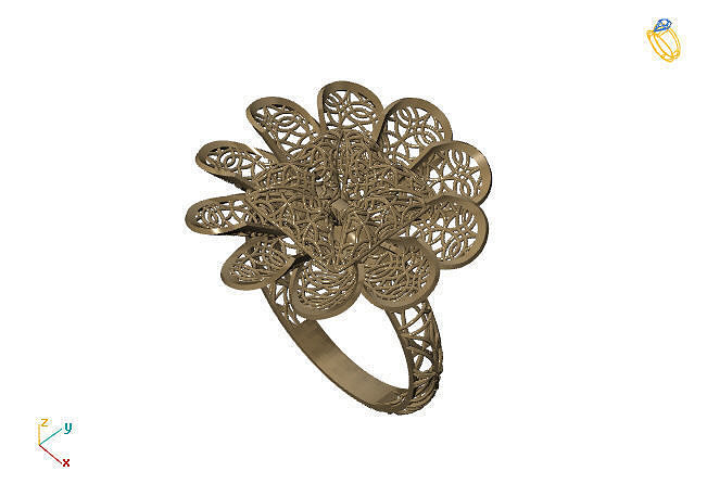 fusion ring group 3dm model 45 gold jewelry design silver printable modern fashion grid flower beauty art sterling gift shining illustration women render rings 3D print model - Mito3D