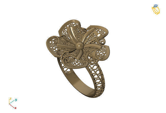 fusion ring group 3dm model 46 gold jewelry design silver printable modern fashion fusion ring grid flower beauty art sterling gift shining illustration women render rings jewelry rings fashion design  3D print model - Mito3D