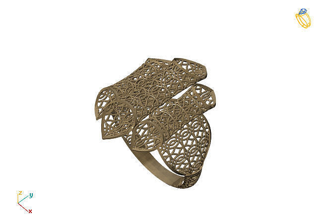 fusão anel 3dm modelo 47 ouro joalheria Projeto prata imprimível moderno moda rede flor beleza arte esterlina presente brilhando ilustração mulheres render argolas 3D print model - Mito3D