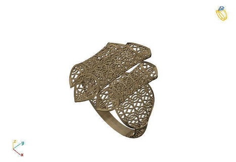 fusion ring group 3dm model 47 gold jewelry design silver printable modern fashion fusion ring grid flower beauty art sterling gift shining illustration women render rings jewelry rings fashion design  3d print model - Mito3D