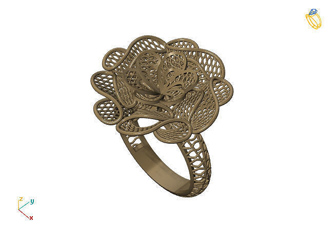füzyon yüzük grup 3dm model 48 altın takı tasarım gümüş yazdırılabilir modern moda Kafes çiçek güzellik Sanat sterlin hediye parlıyor illüstrasyon KADIN vermek yüzükler 3D print model - Mito3D