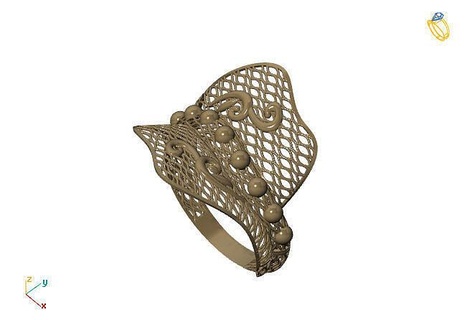 fusion ring group 3dm model 49 gold jewelry design silver printable modern fashion grid flower beauty art sterling gift shining illustration women render rings 3d print model - Mito3D