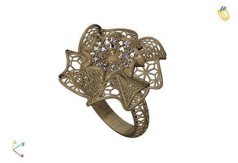 fusione squillare gruppo 3dm modello 4 diamante anello diamanti oro gioielleria design argento stampabile moderno moda griglia fiore bellezza arte sterlina regalo splendente illustrazione donne render anelli 3d print model - Mito3D