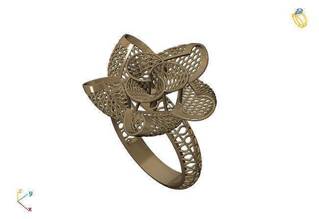 fusion ring group 3dm model 50 gold jewelry design silver printable modern fashion grid flower beauty art sterling gift shining illustration women render rings 3d print model - Mito3D