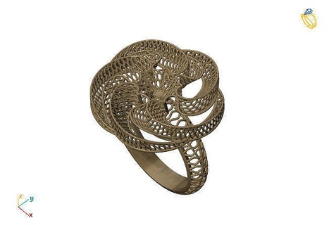fusion ring group 3dm model 51 gold jewelry design silver printable modern fashion grid flower beauty art sterling gift shining illustration women render rings 3d print model - Mito3D
