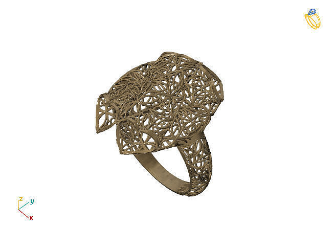 fusion ring group 3dm model 54 gold jewelry design silver printable modern fashion grid flower beauty art sterling gift shining illustration women render rings 3D print model - Mito3D