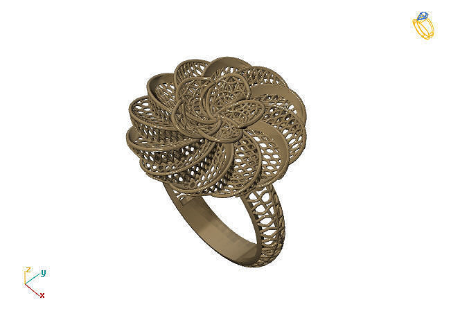 fusion ring group 3dm model 55 gold jewelry design silver printable modern fashion fusion ring grid flower beauty art sterling gift shining illustration women render rings jewelry rings fashion design  3D print model - Mito3D