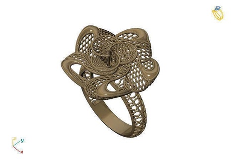 fusion ring group 3dm model 57 gold jewelry design silver printable modern fashion fusion ring grid flower beauty art sterling gift shining illustration women render rings jewelry rings fashion design  3d print model - Mito3D
